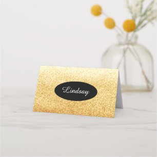 Gold Faux Glitter Table Seating Name Place Card