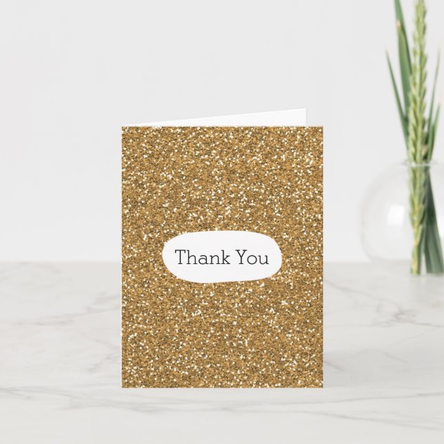 Gold faux Glitter Thank You Card (Front)