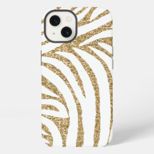Gold Faux Glitter Zebra Print iPhone 13 Case