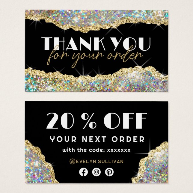 Gold faux iridescent glitter discount card (Front & Back)