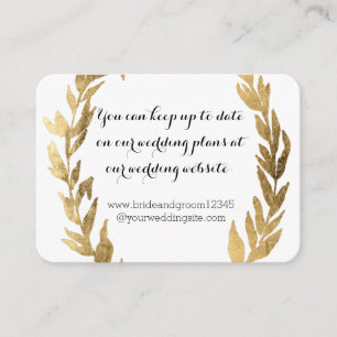 Gold Faux Laurel Olive Leaf Wreath Wedding Website Enclosure Card