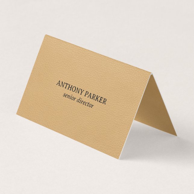 Gold Faux Leather Texture Design Business Card (Front)
