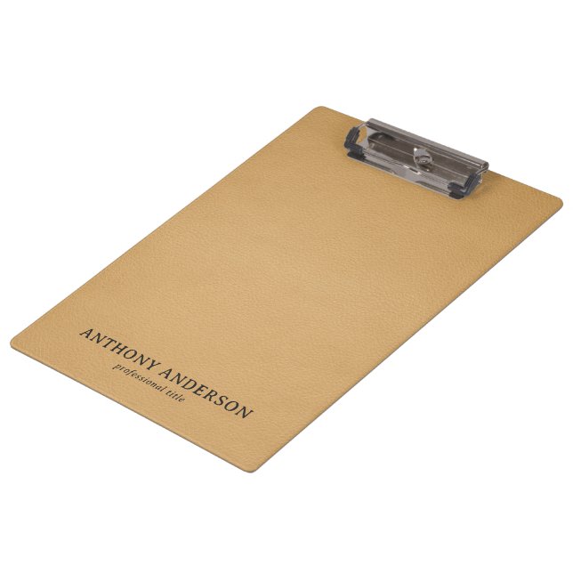 Gold Faux Leather Texture Design Clipboard (Angled)