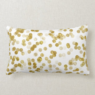 Gold Faux Metallic Dot Bokeh Background Bling Lumbar Pillow