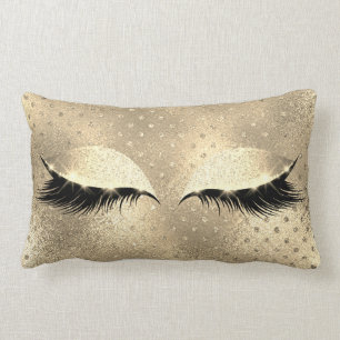 Gold Faux Sepia Beauty Black Glitter Makeup Lumbar Pillow