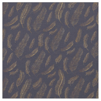 Gold Feather Print Fabric