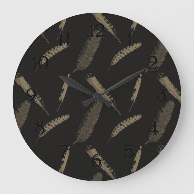 Gold Feathers Large Clock (Front)