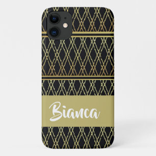 Gold fence on black iPhone 11 case