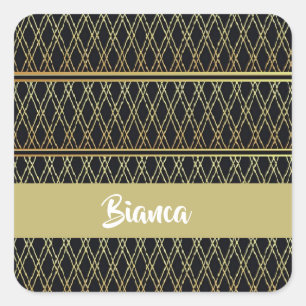 Gold fence on black square sticker