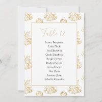 Gold fern leaf Table Number Seating Chart