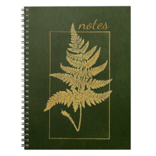 Gold Fern Vintage Green Editable Title Nature Book