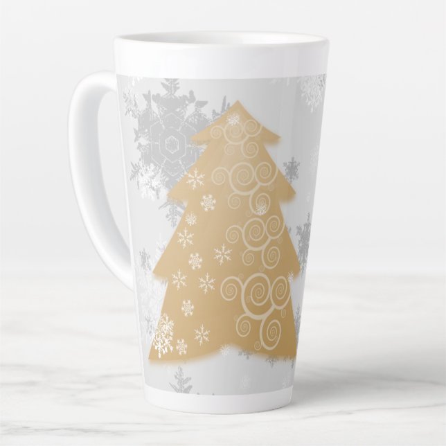 Gold Festive Arbre de Noël Latte Mug (Angle gauche)