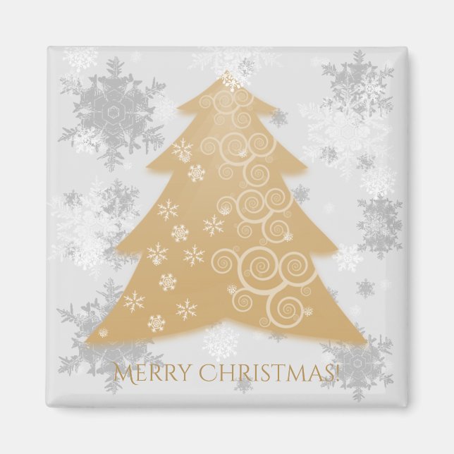 Gold Festive Arbre de Noël Magnet (Devant)