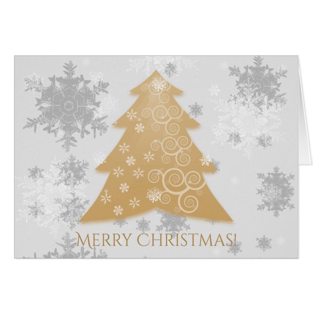 Gold Festive Christmas Tree Carte de voeux de Noël (Devant horizontal)