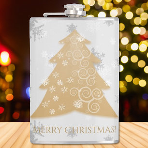 Gold Festive Christmas Tree Flask