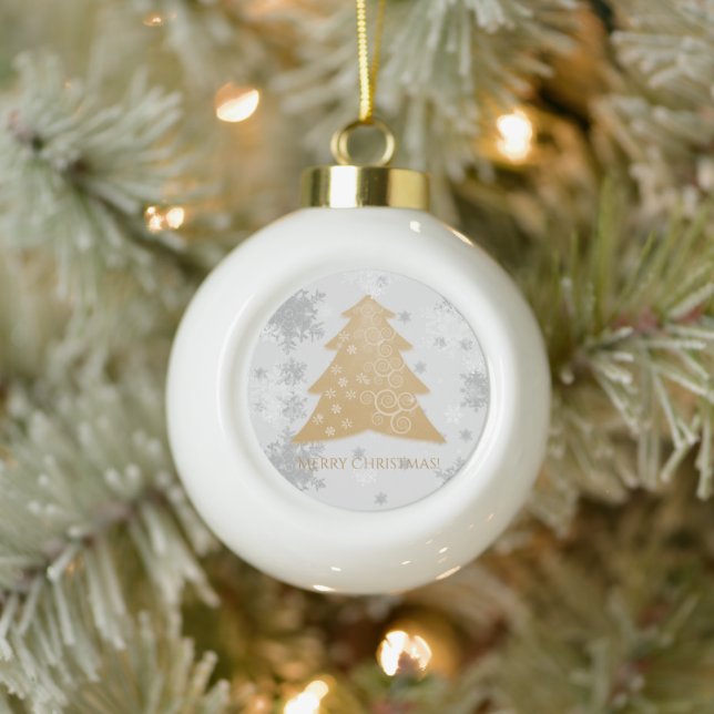 Gold Festive Christmas Tree Framed Ornament (Tree)