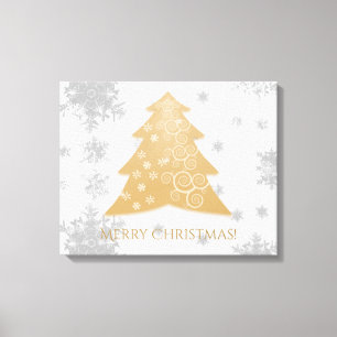 Gold Festive Christmas Tree Stretched Canvas Print