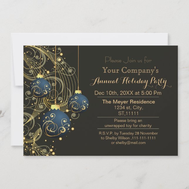 Gold Festive Corporate holiday party Invite (Front)