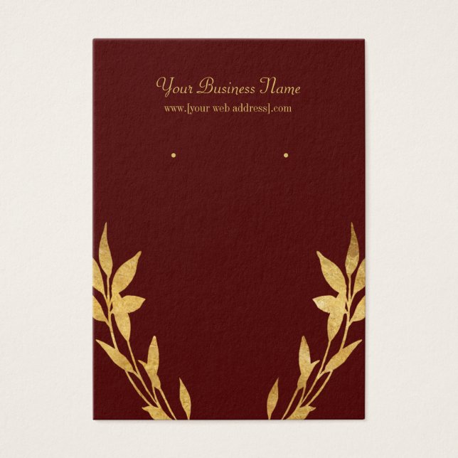 Gold Feuille Burgundy Red personnalisé carte d'ore (Devant)