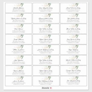 Gold Feuille Green Guest Name Étiquette de adresse