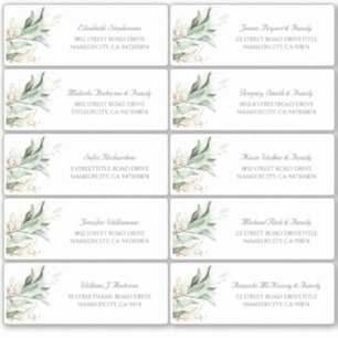 Gold Feuille Green Guest Name Étiquette de adresse