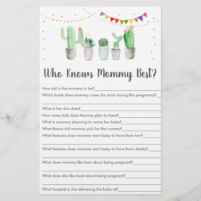 Gold Fiesta Cactus Who Knows Mommy Best Game (Front)