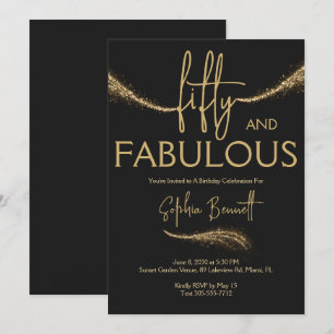 Gold Fifty and Fabulous Script 50th Birthday Party Invitation