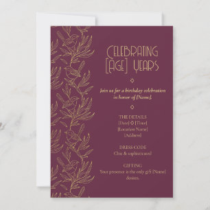 Gold Filigree Art Deco   Fairy Wren Birthday Invitation