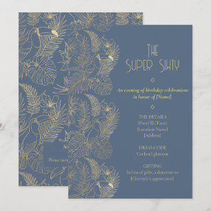 Gold Filigree Art Deco   Toucan 60th Birthday Invitation