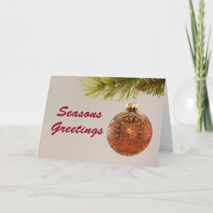 Gold Filigree Christmas Ornament Holiday Card