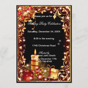 Gold Filigree cloches bougies Noël Invitation de l