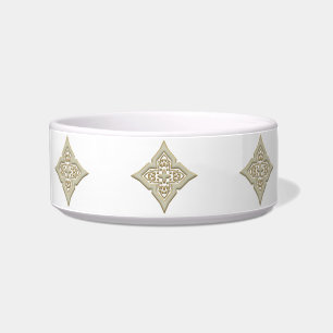 Gold filigree diamond design pet bowls