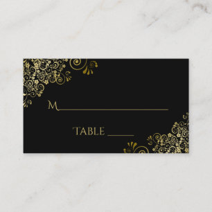 Gold Filigree Elegant Black Mariage carte d'escort