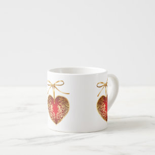 Gold Filigree Heart Espresso Cup