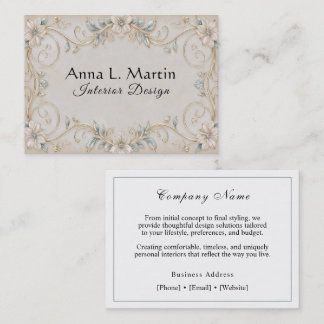Gold Filigree Vines Pink Flowers Elegant Custom Business Card