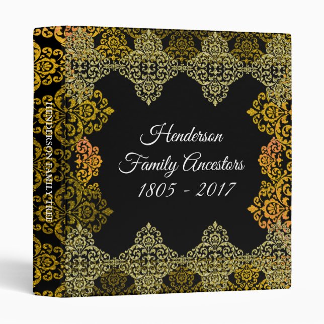 Gold Fillgree Ornate Family Tree Genealogy Binder (Front/Spine)