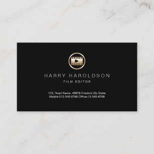 Gold Film Icon Video Editor Business Card