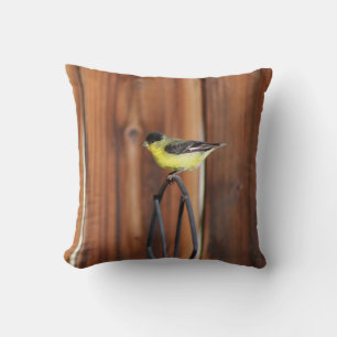 Gold Finch and Old Wooden Fence  Throw Pillow