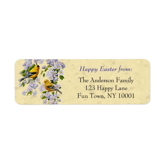 Gold Finches & Apple Blossoms Yellow (Front)