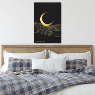 Gold Fine Line Crescent Meditative Gallery Canvas Print