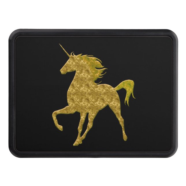 Gold Fire Unicorn Trailer Hitch Cover (Front)