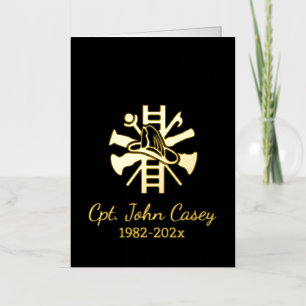 Gold Firefighter Logo Memorial  Foil Greeting Card