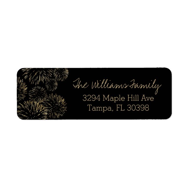 Gold Fireworks Address Label (Front)