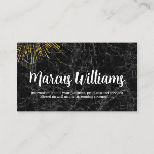 Gold Fireworks Black Marble Business Card