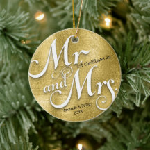 Gold First Christmas as mr and mrs newlywed photo