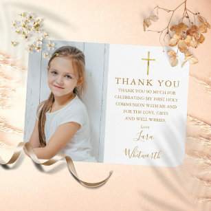 Gold First Holy Communion Photo Thank You Magnet