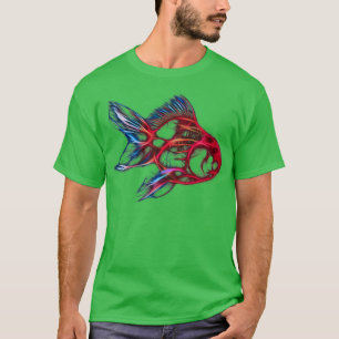 Gold Fish Fractal Art T-Shirt