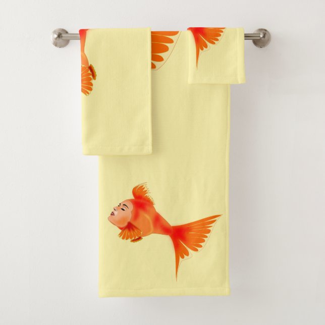 Gold Fish Girl Bath Towels (Insitu)