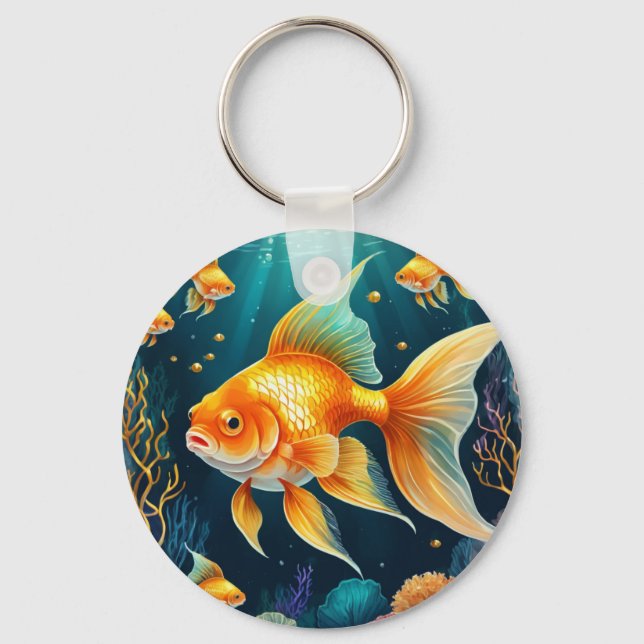 Gold Fish in Underwater Keychain (Front)