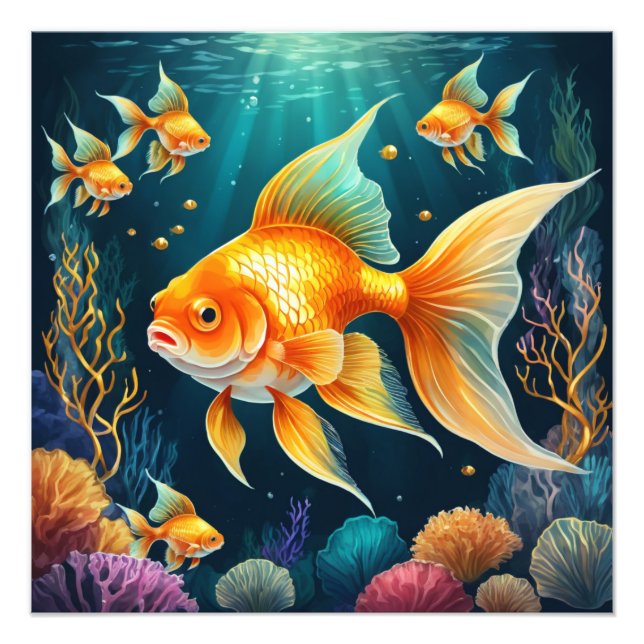 Gold Fish in Underwater Photo Print (Front)